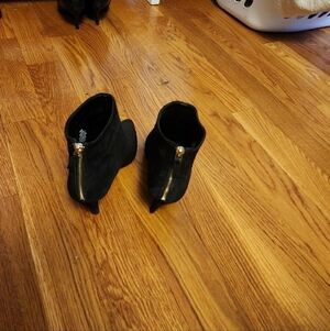 Nine West Black Ankle Booties with Gold Accent